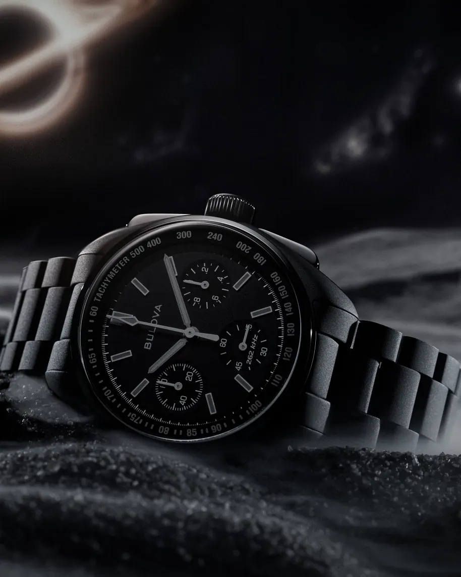 Black Dial Stainless Steel Bracelet Lunar Pilot Black Hole 98A335